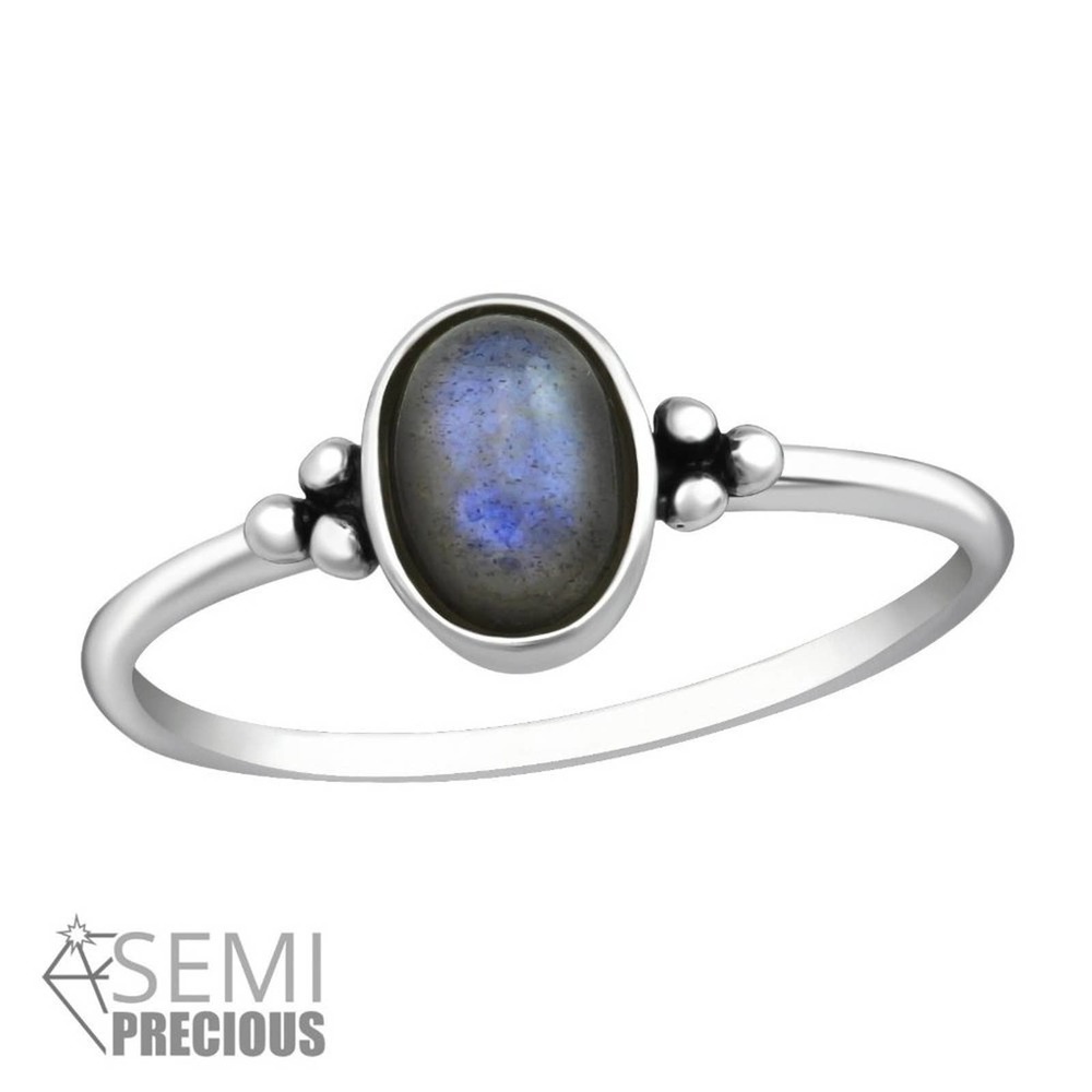 Sterling Silver Semi Precious Gemstone Labradorite Ring